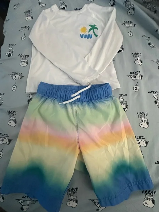 Old Navy Kids' Gradient Rainbow Swim Shorts - Blue, Green, Pink, Yellow - Picture 5 of 6